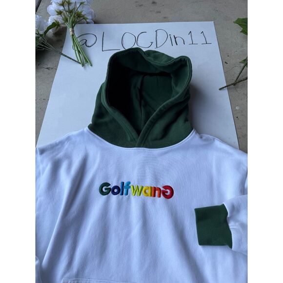 Green and White Golf Wang Hoodie with Rainbow Lettering - Picture 2 of 3